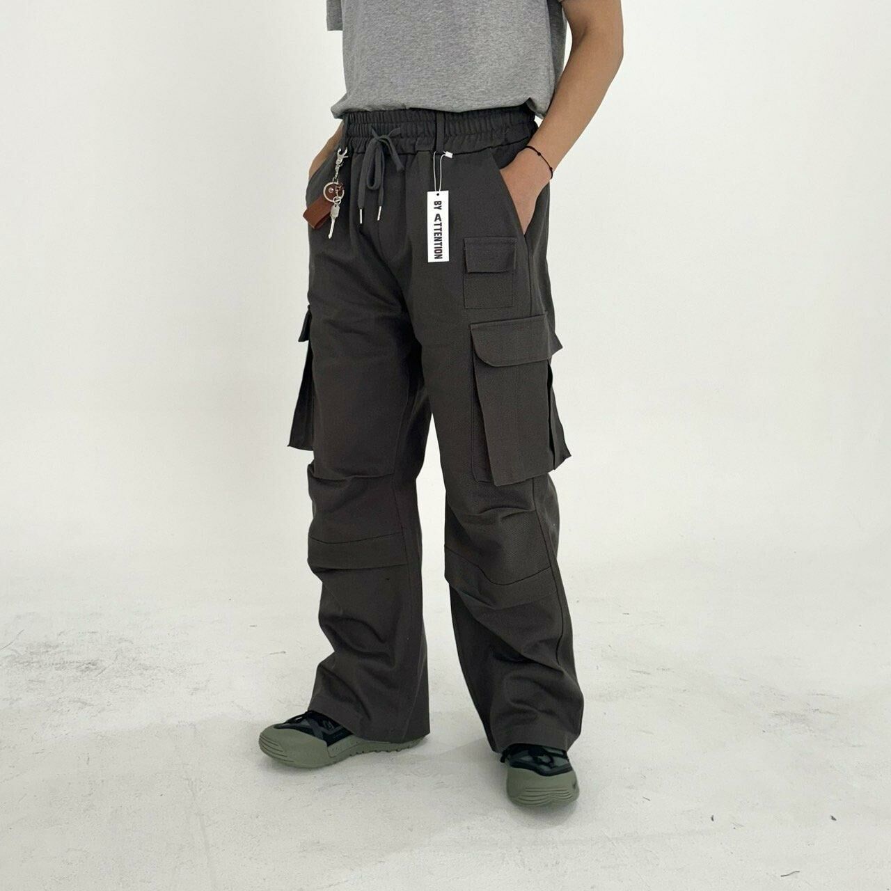 淨色工裝鬆身褲 BY ATTENTION-103P