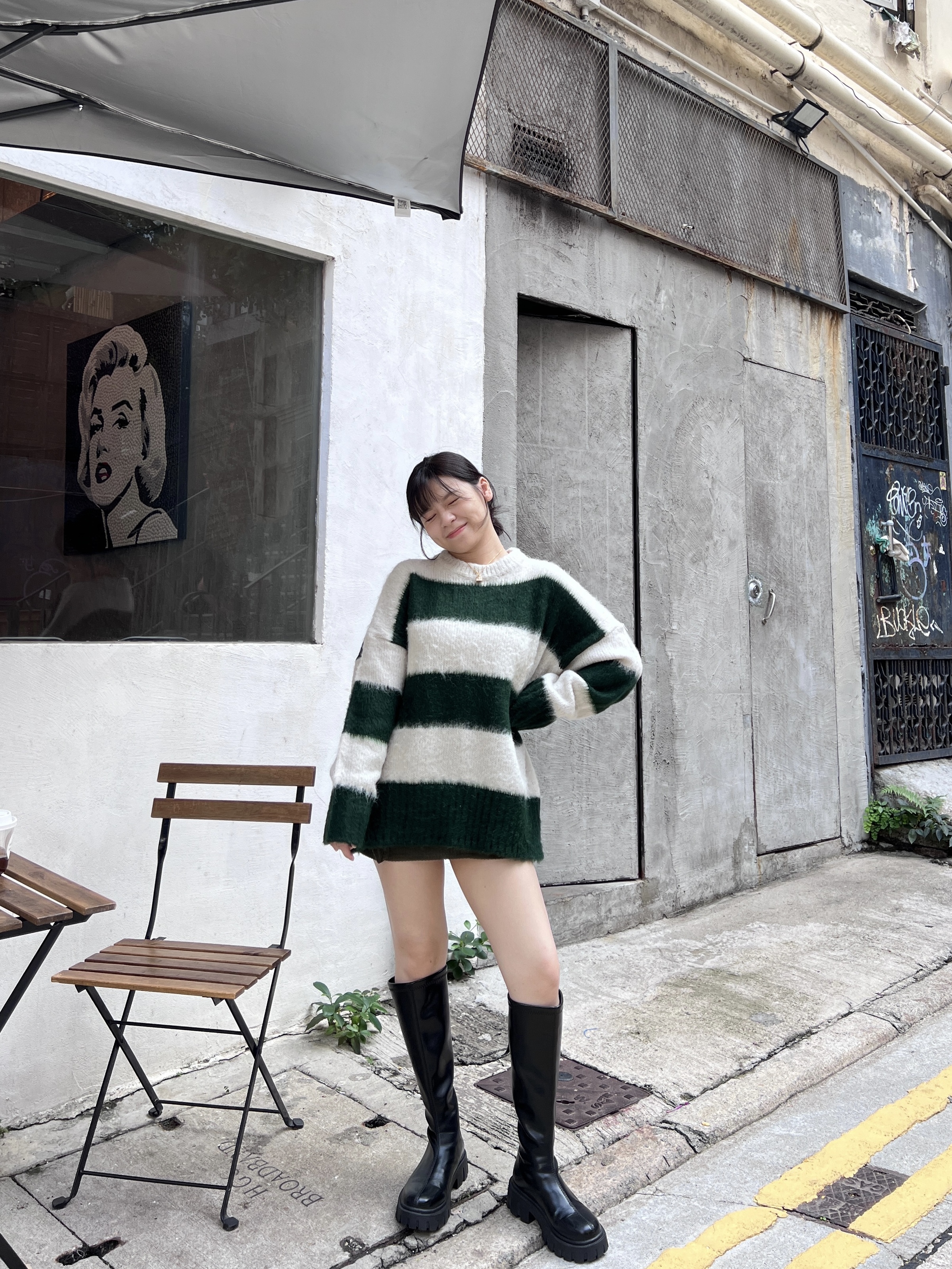 \被炸DM款♡/ 大間條簡約圓領毛毛冷衫