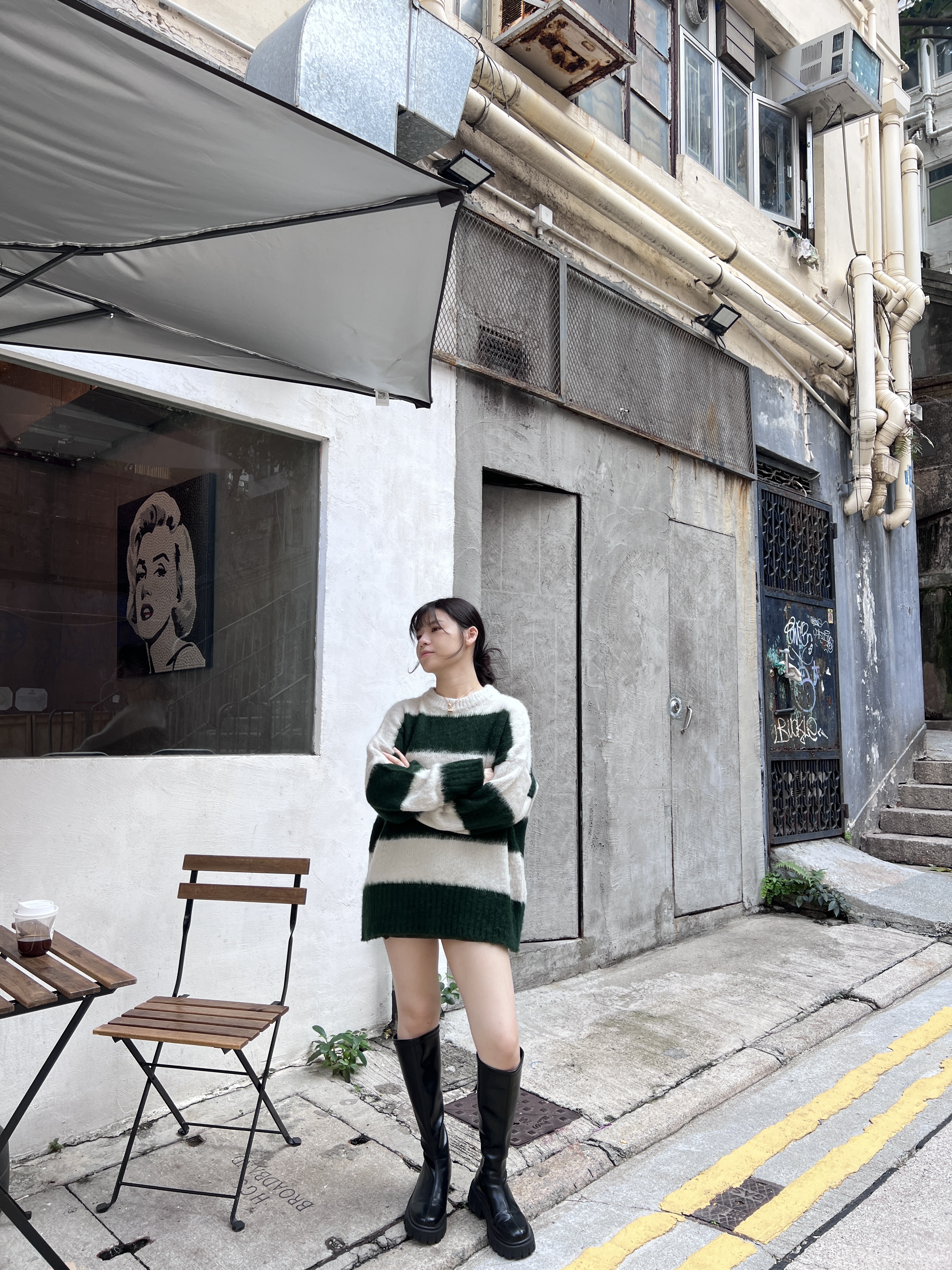 \被炸DM款♡/ 大間條簡約圓領毛毛冷衫