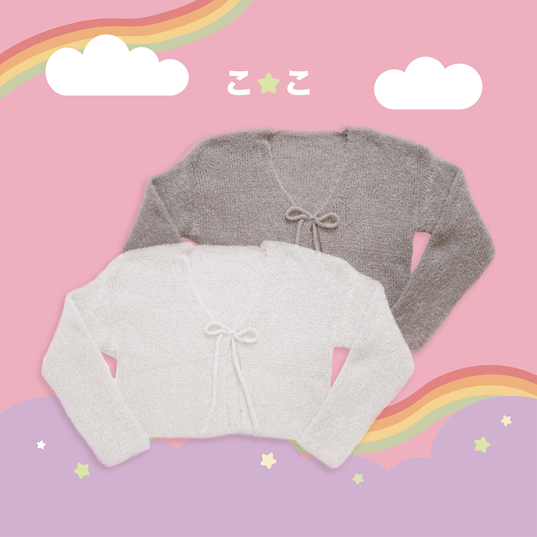 こ♡こ 毛茸茸綁帶針織罩衫