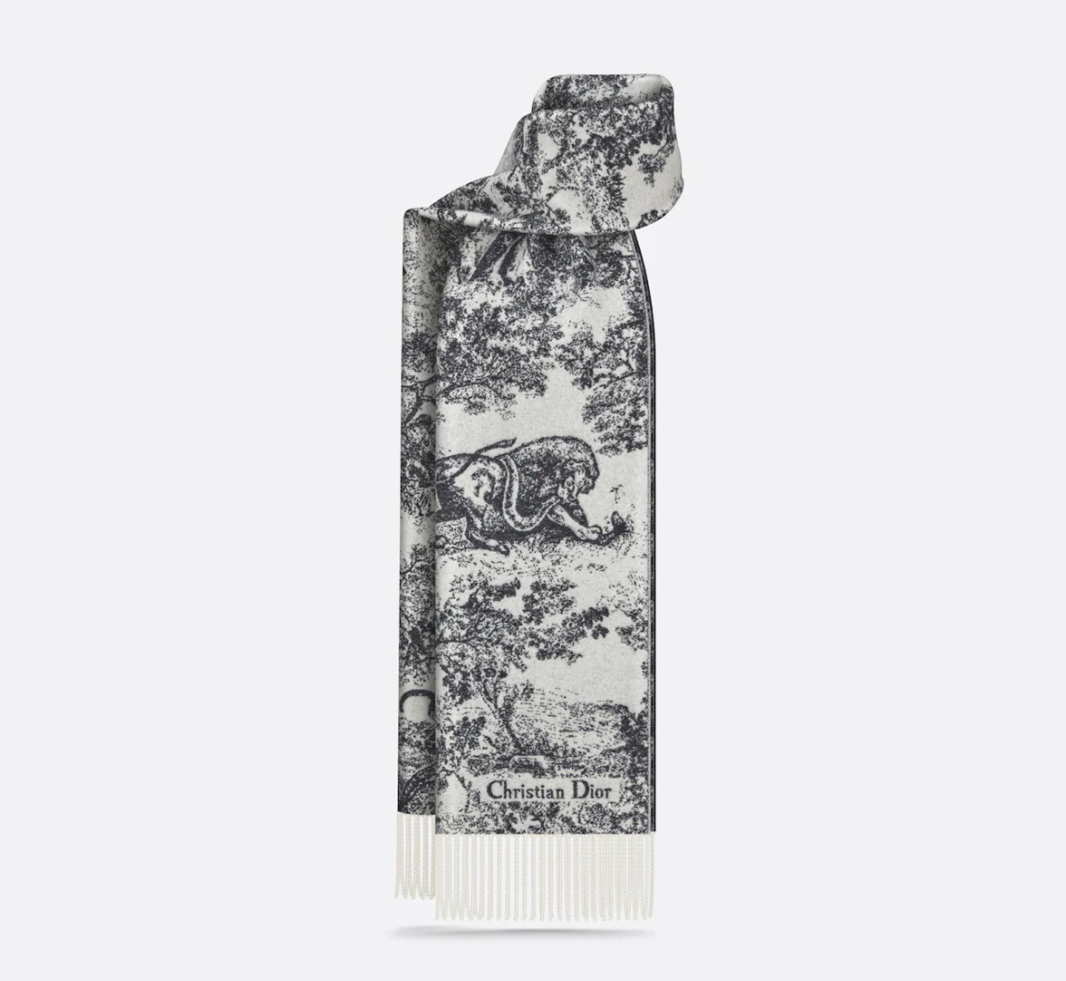 小物 DIOR Toile de Jouy Sauvage Scarf Toile de Jouy Sauvage 90 Square Scarf Ivory and Gray Silk