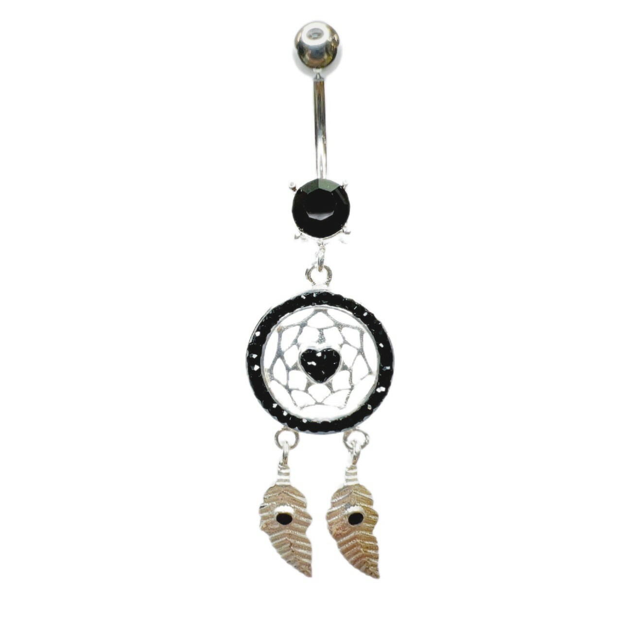 銀檯鋼針肚環-銀色-愛心捕夢網6色鑽