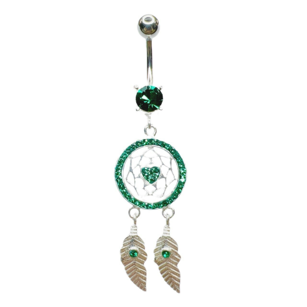 銀檯鋼針肚環-銀色-愛心捕夢網6色鑽