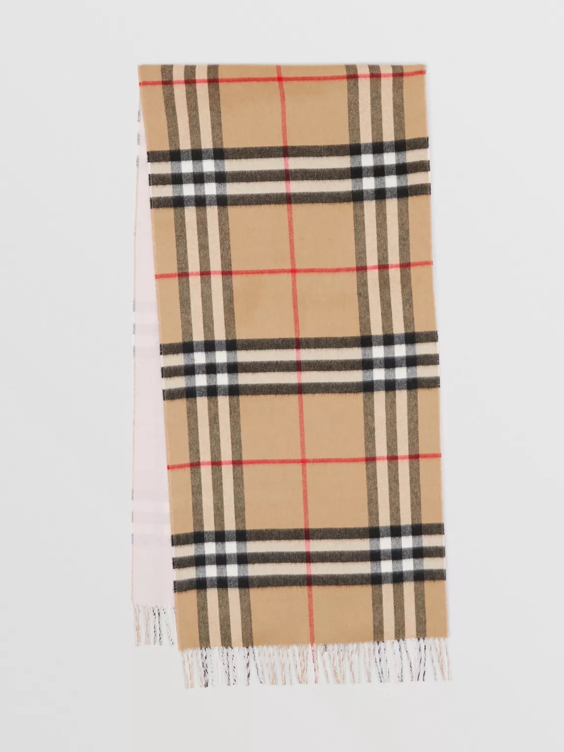 burberry reversible check cashmere scarf beige black frosted pink