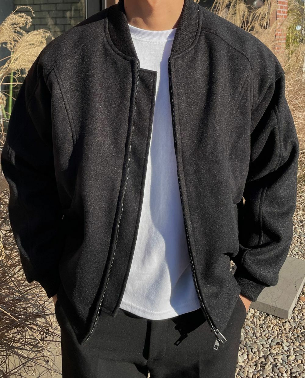 隱藏羊毛束腰夾克