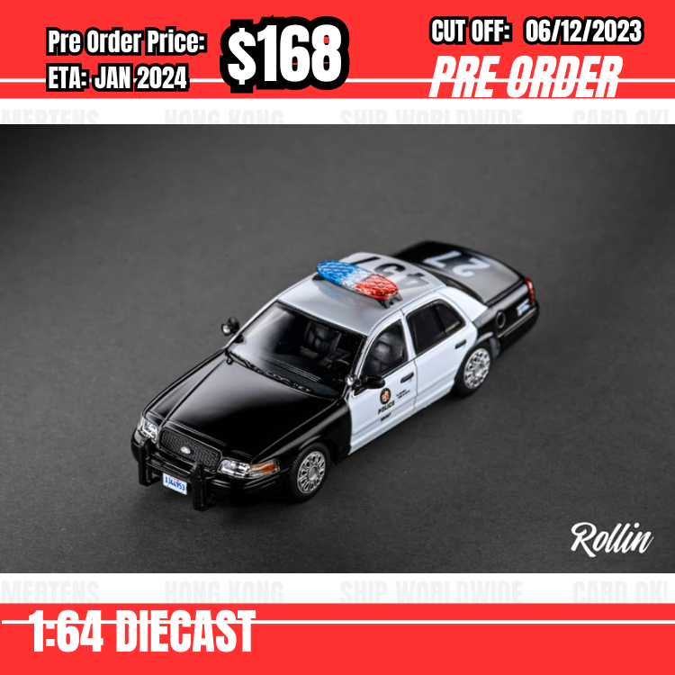 PO-$168 *Rollin* 1:64 Crown Victoria CV MK2 EN114 Police Black-White LAPD [OD27/11]