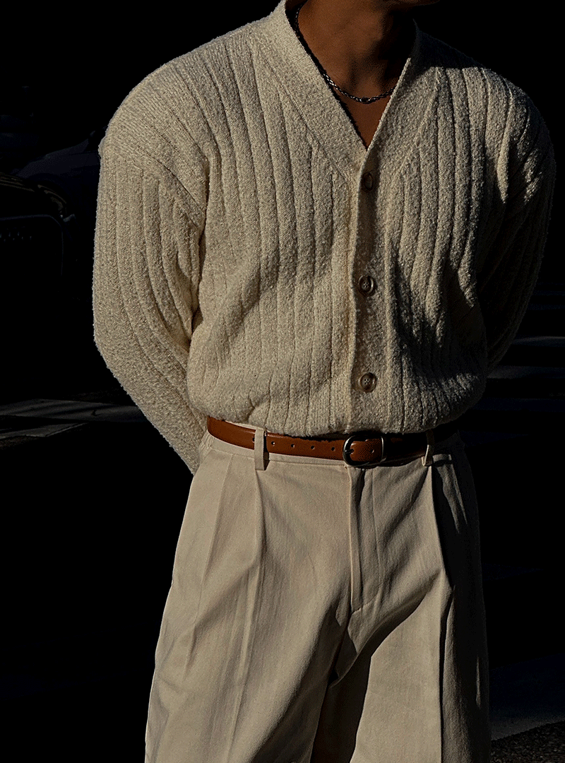 柔軟圈圈紗V領針織開衫