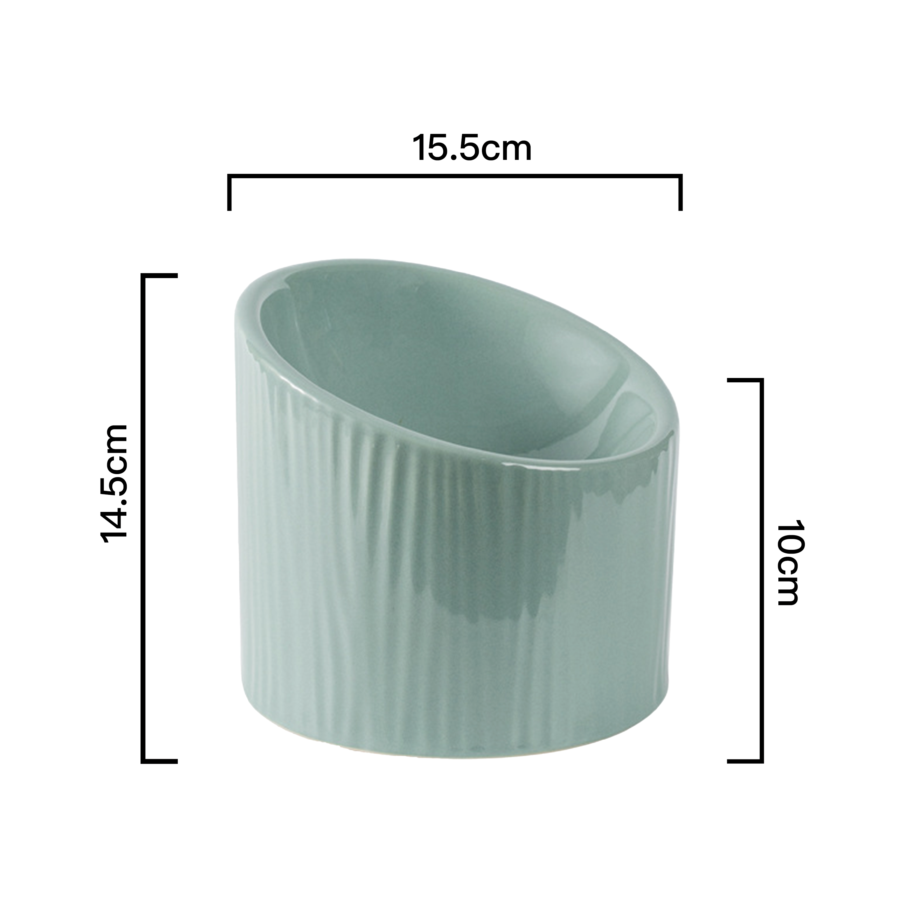 PettoDeli |15.5cm 樹紋 陶瓷製斜口圓柱碗 (淺綠色）