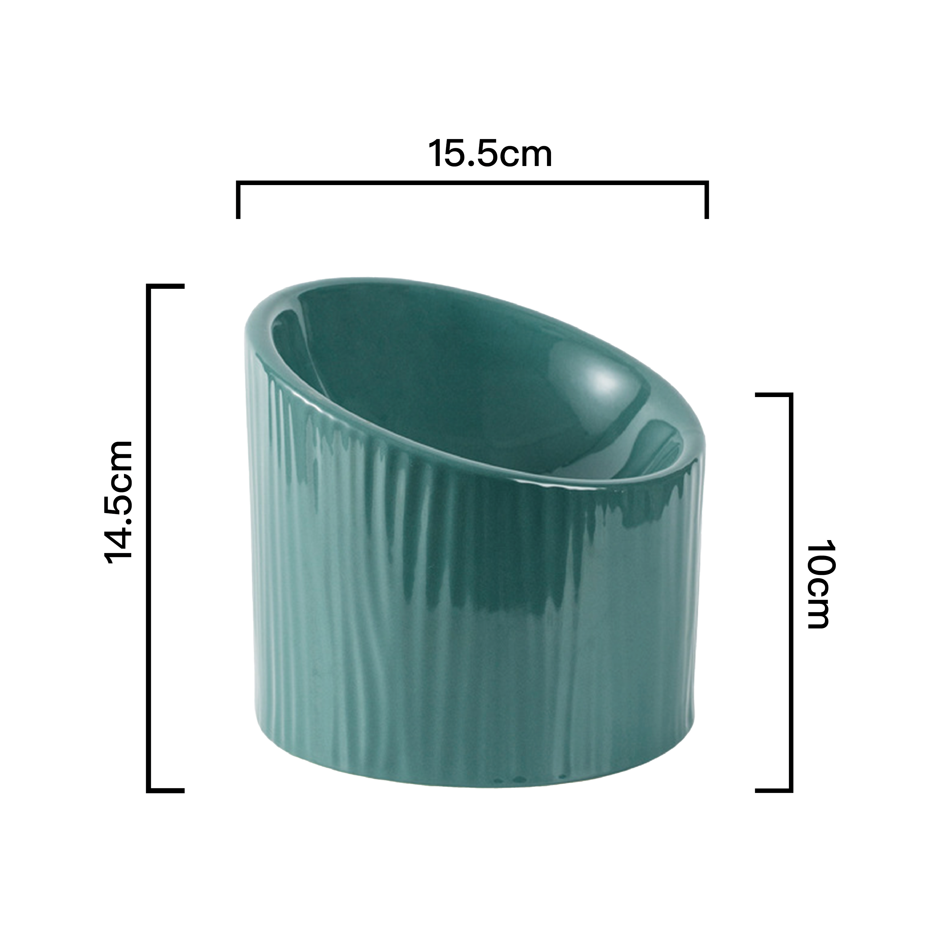 PettoDeli |15.5cm 樹紋 陶瓷製斜口圓柱碗 (墨綠色)