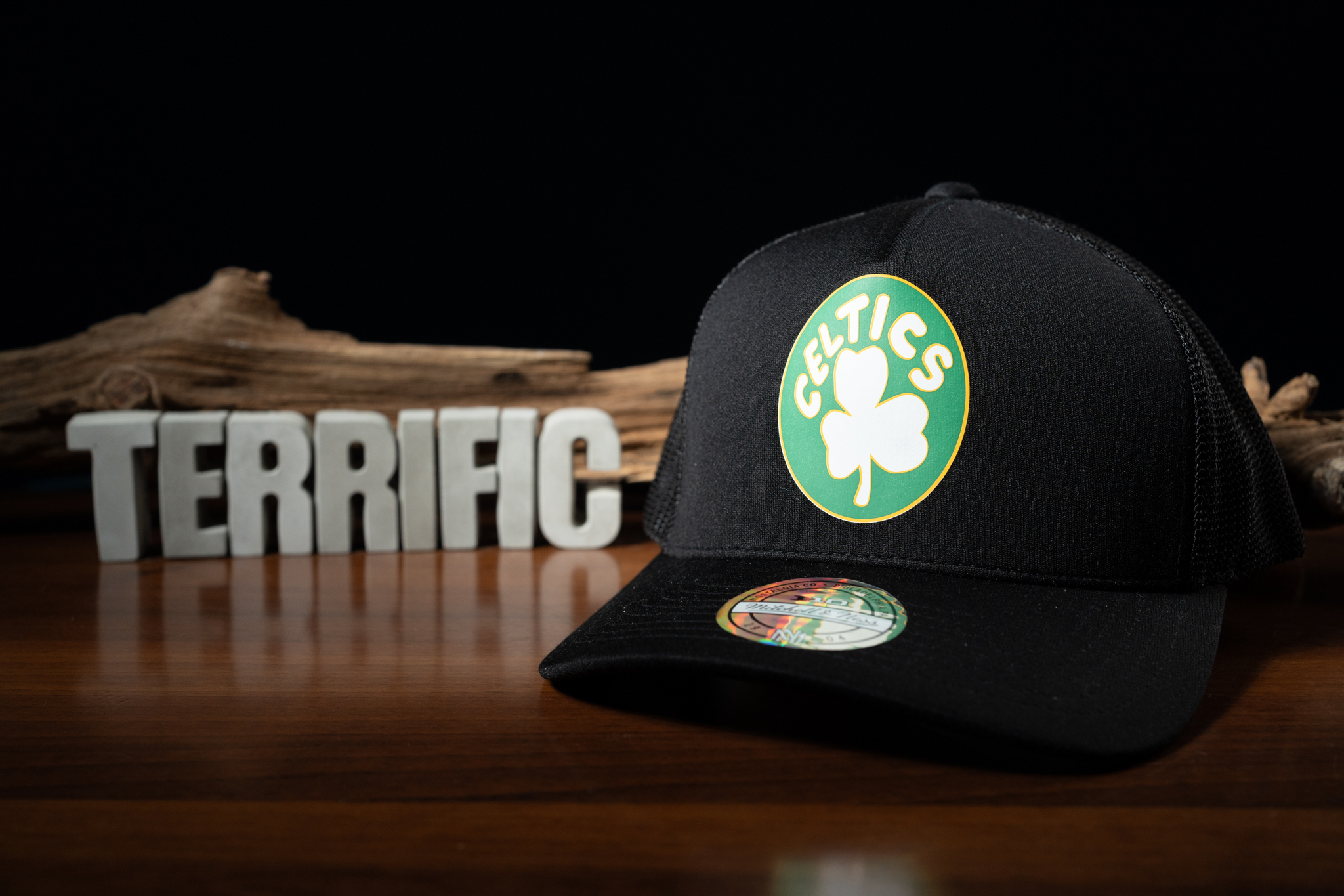 NBA帽子 Boston Celtics 波士頓塞爾提克 三葉草 黑底 燙印隊徽 老帽 M&N 可調式 全新