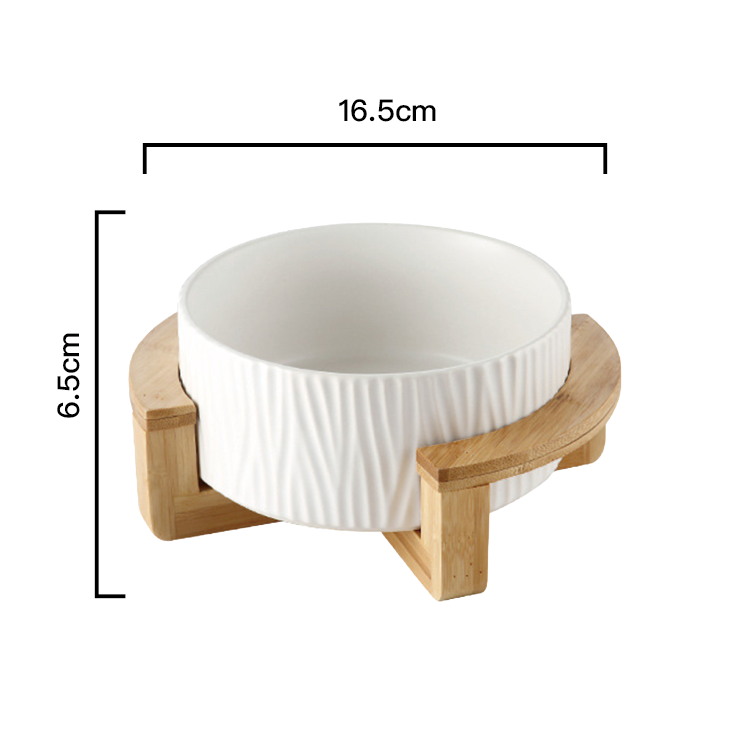 PettoDeli |13cm 樹紋直身碗 連半圓弧木架 (白色)