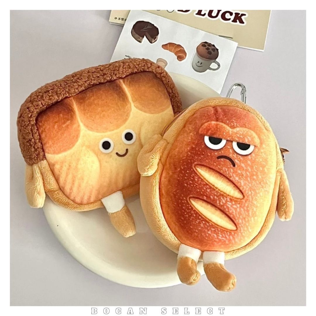 可愛麵包吐司 小零錢袋 卡夾 治癒系配件 吊飾