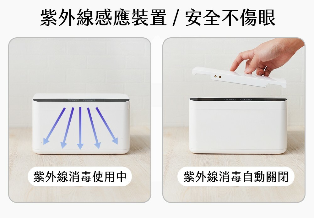 紫外線感應安全設計,開蓋自動關閉,安全不傷眼