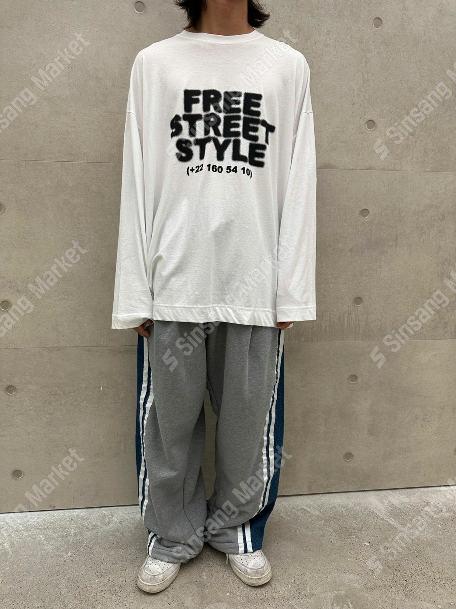 雙曲線混合休閒牛仔褲