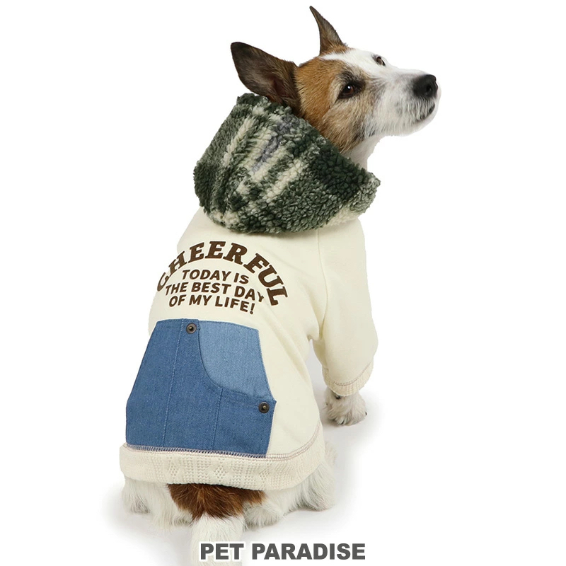 【Pet Paradise】Pocket Sweatshirt - Denim Check <633-23481>