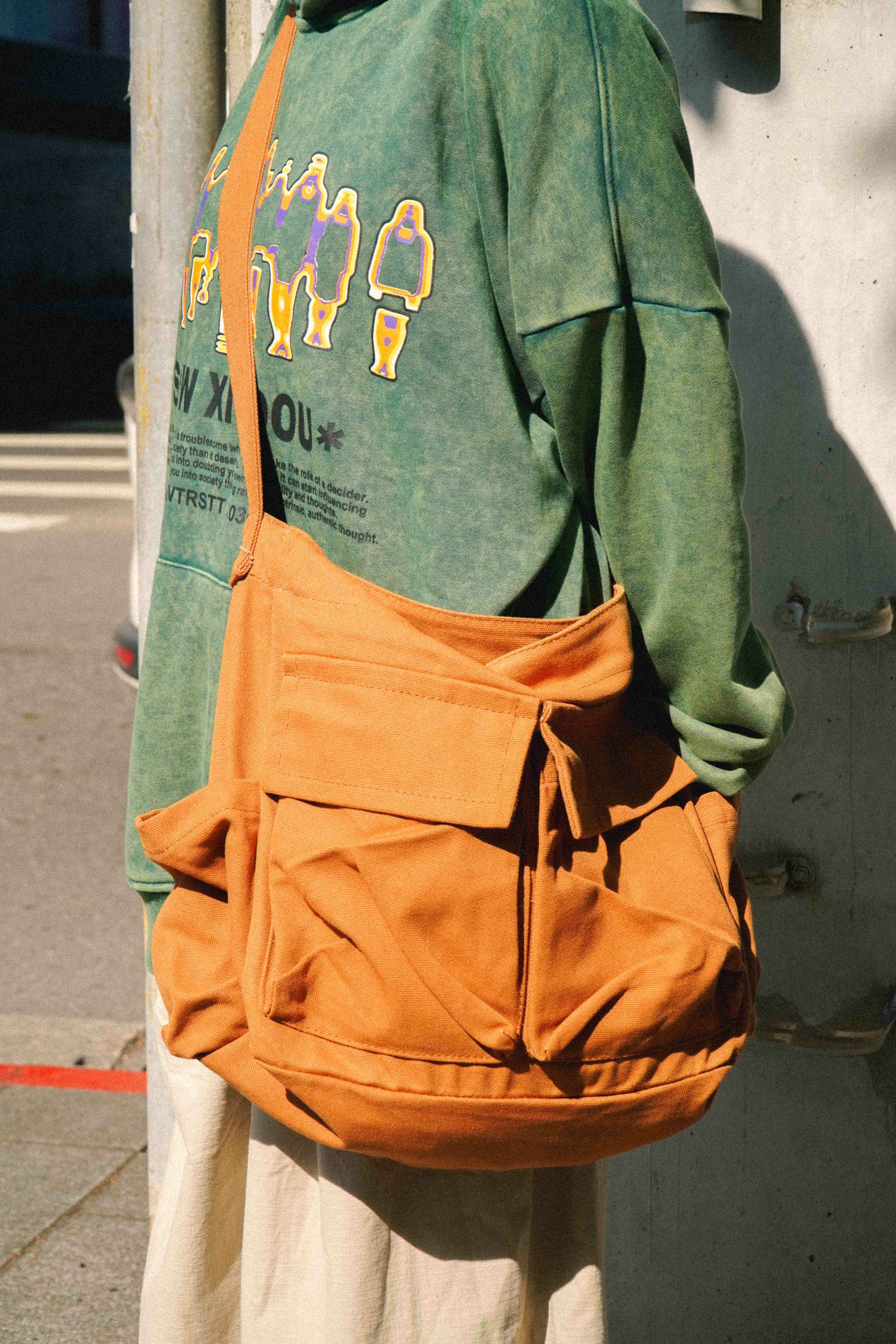 『Always_Good』工裝 多夾層 帆布 側背包