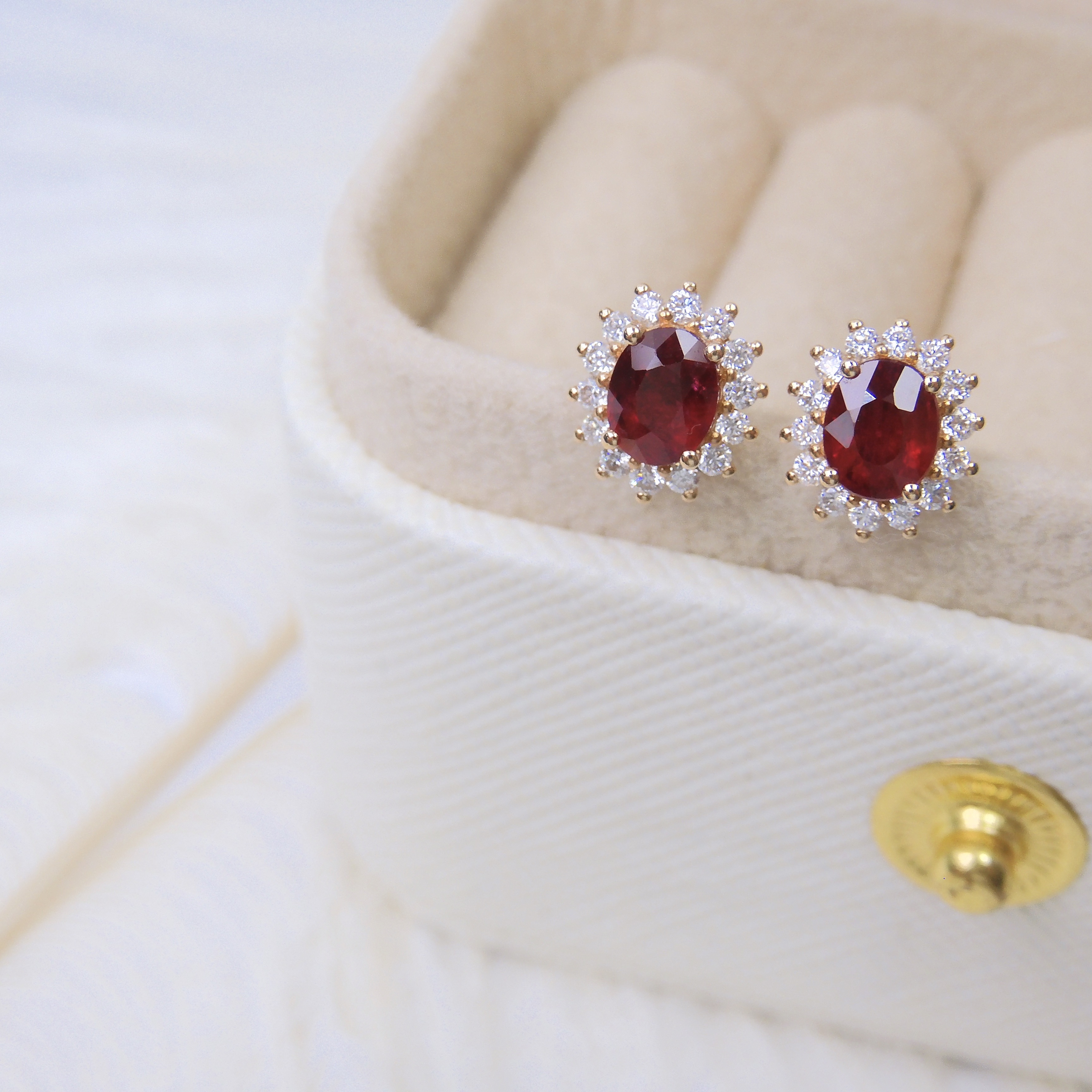 18K金 0.89ct 紅寶石耳釘