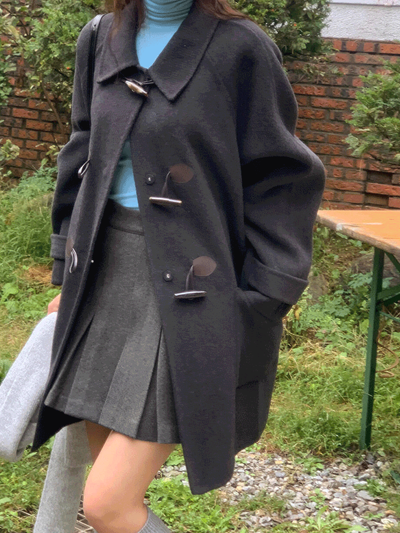 [現貨]年糕釦翻領羊毛大衣(膚色)