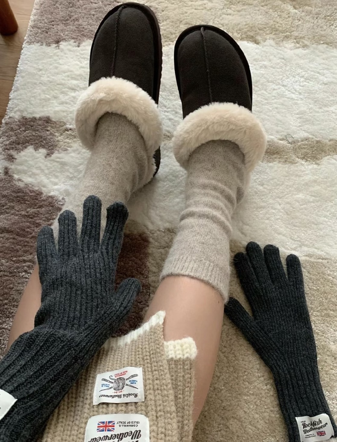 #現貨優惠 英國品牌 Rockfish 毛毛雪地靴 半拖鞋 穿搭博主必備