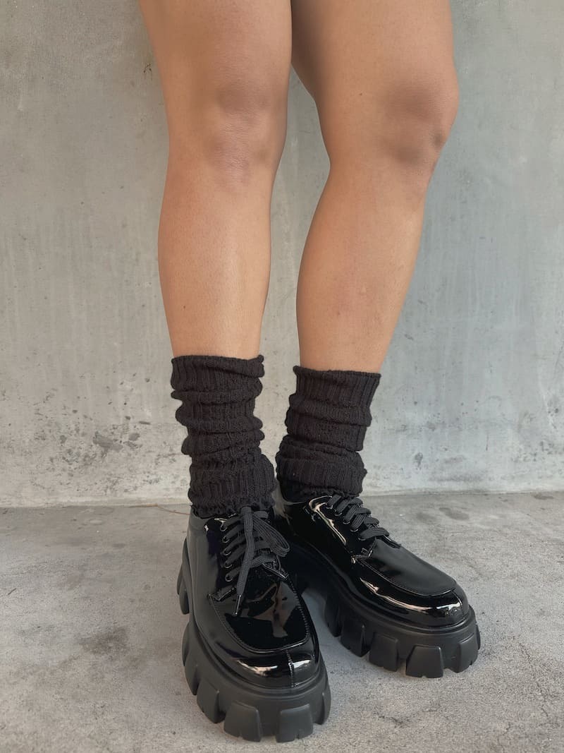 牛皮亮漆厚底樂福鞋