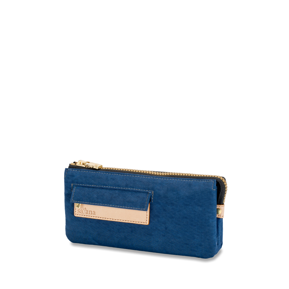 satana Soldier 多夾層拉鍊長夾 海軍藍色 SOS1721-225 側面照