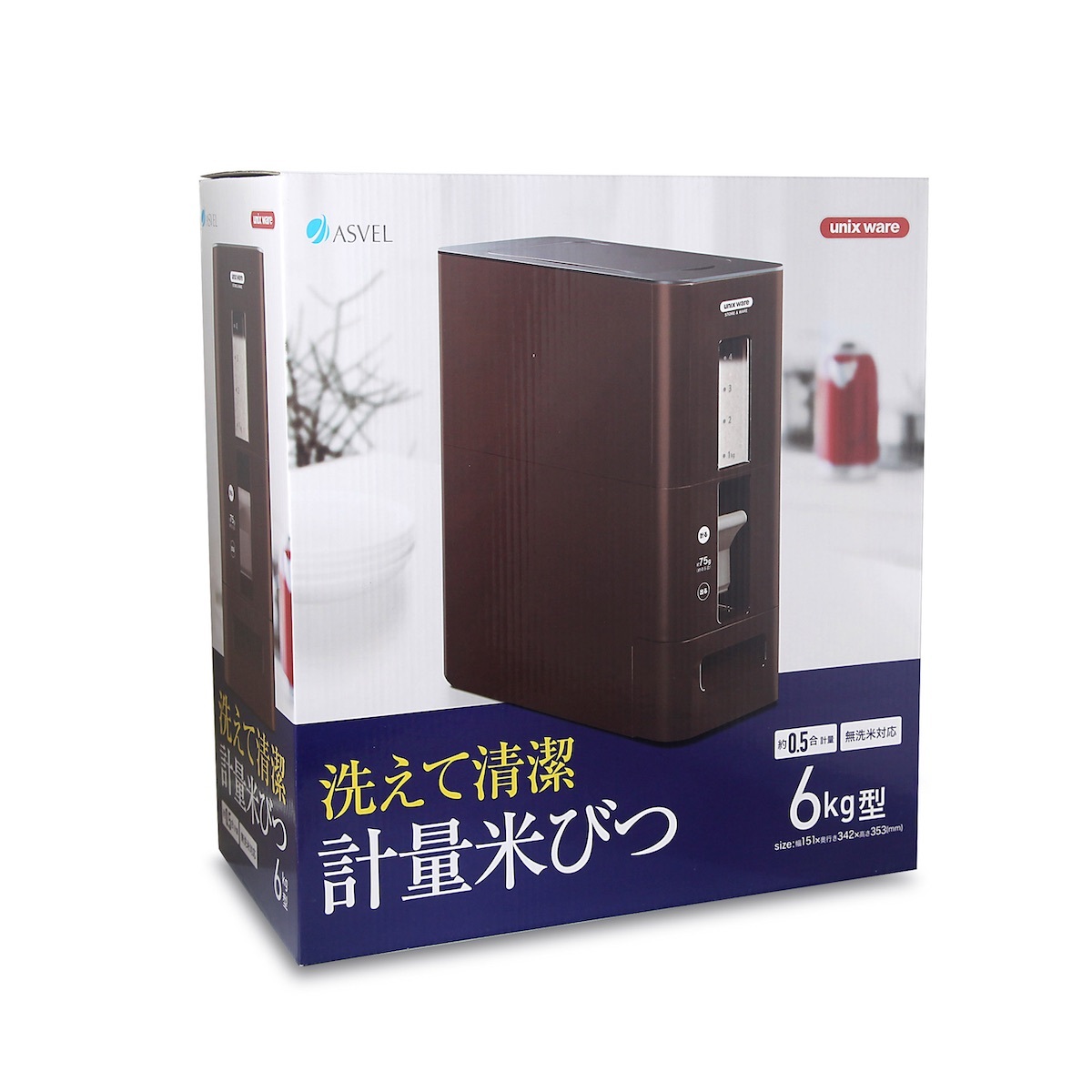 日本品牌ASVEL 6kg計量米箱 (棕色) -7527-BR