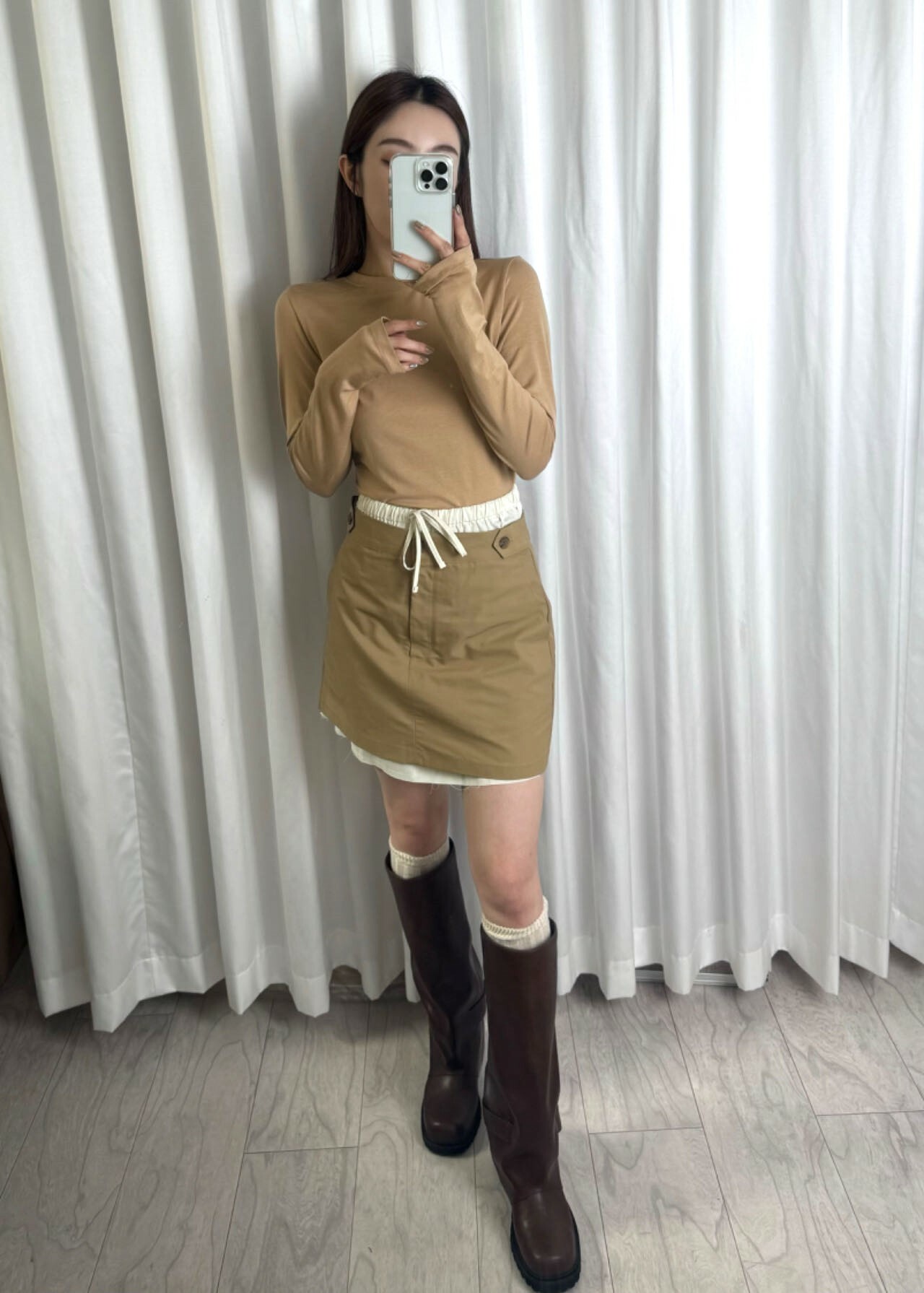 卡其 兩件式西裝短裙