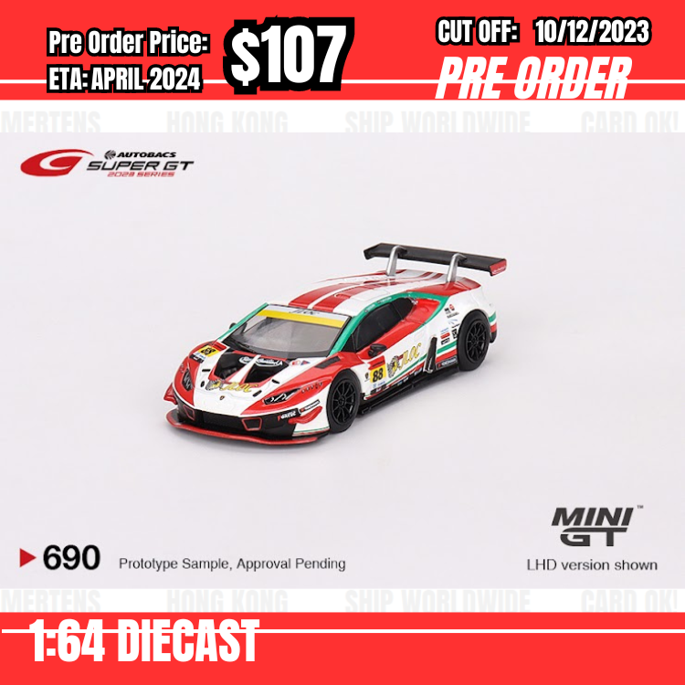 PO-$107 * Mini GT * 1:64 #690 Lamborghini Huracán GT3 EVO2 #88 "JLOC Lamborghini GT3"  JLOC  2023 SUPER GT SERIES  / SUPER GT Blister Packaging LHD [OD27/11]