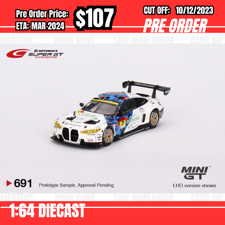 PO-$107 * Mini GT * 1:64 #691 BMW M4 GT3 #7 "Studie BMW M4" BMW M Team Studie x CRS 2023 SUPER GT SERIES  / SUPER GT Blister Packaging LHD [OD27/11]