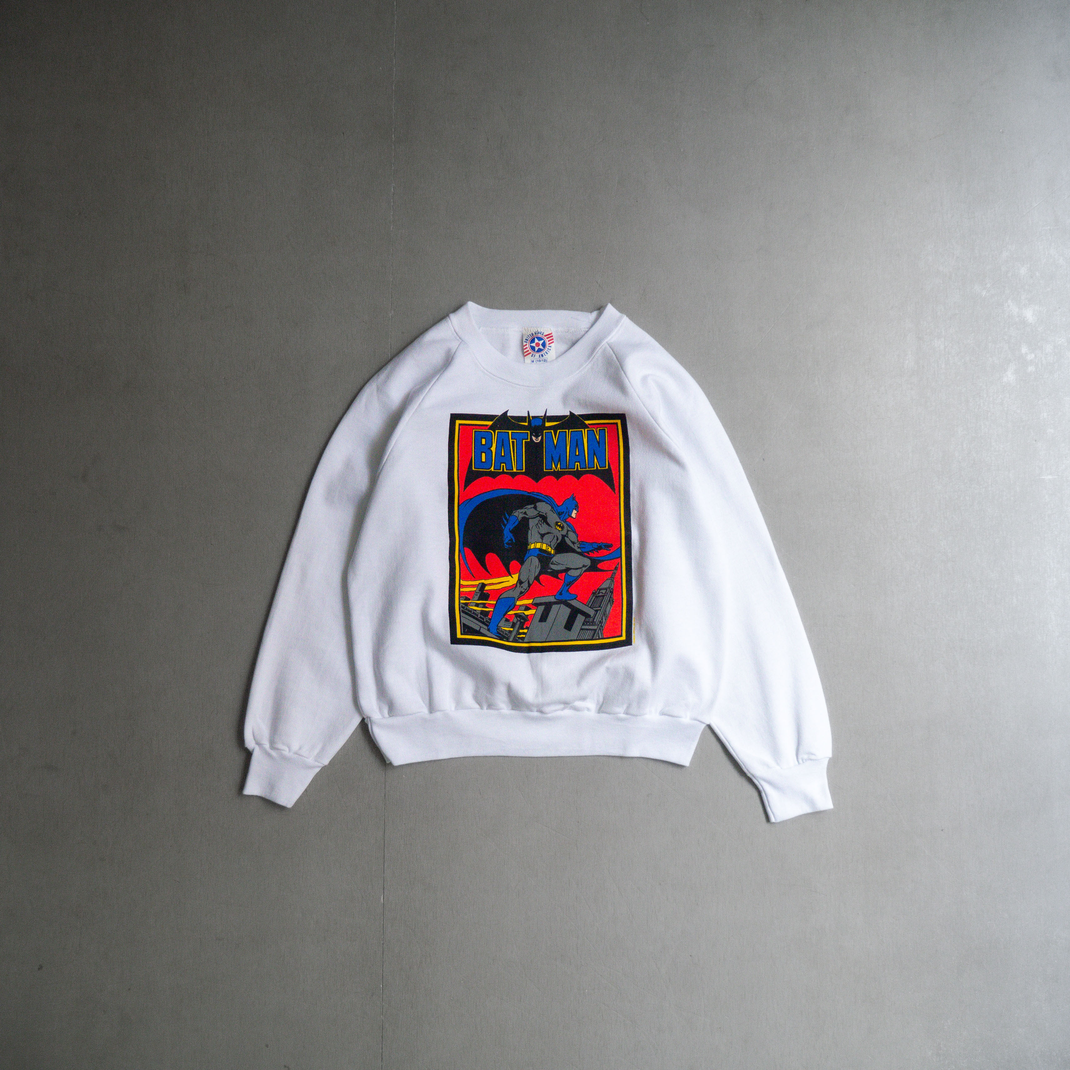 80S BATMAN SWEATSHIRT 美國製 童裝 蝙蝠俠 DC漫畫 白色 大學T