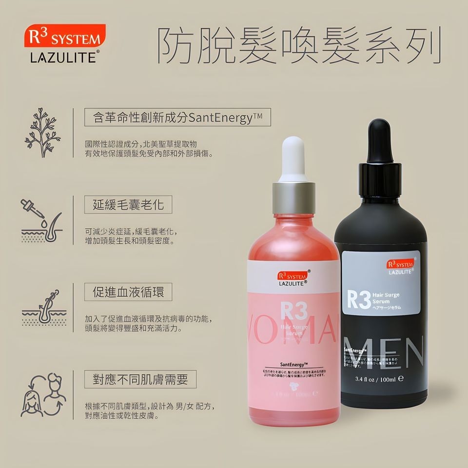 LAZULITE R3 System  防脫髮喚髮精華 (男士專用) 100ml