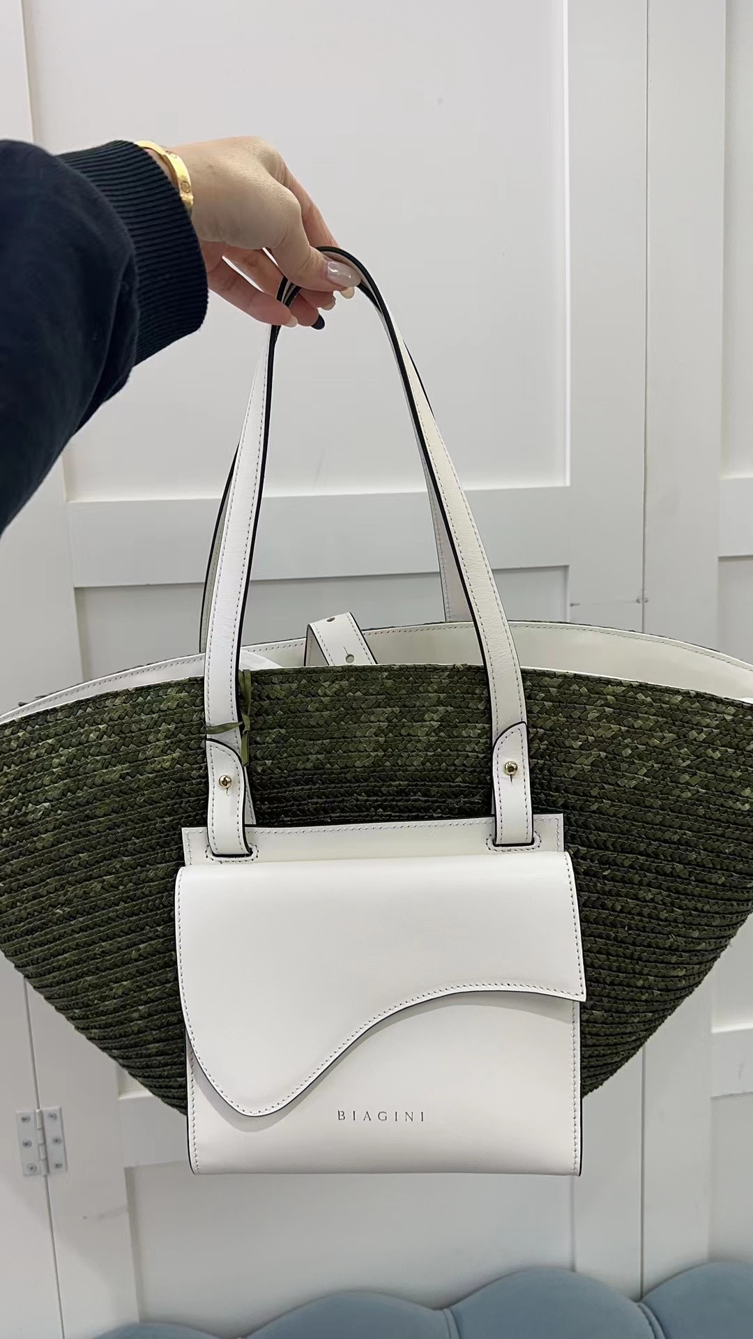 意大利真皮草滕袋綠色 -T