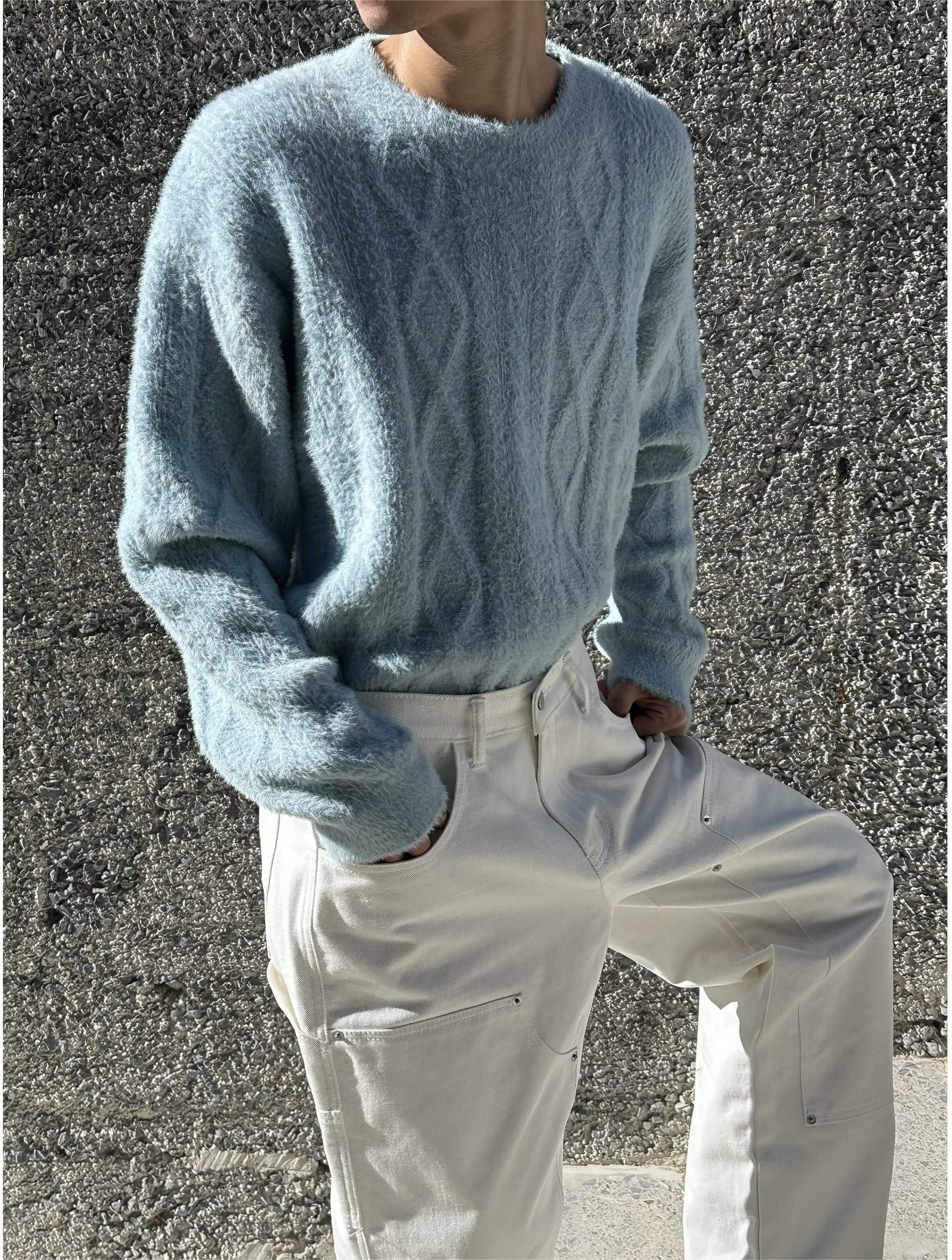 (韓國獨家特價)漁夫麻花馬海毛針織衫上衣