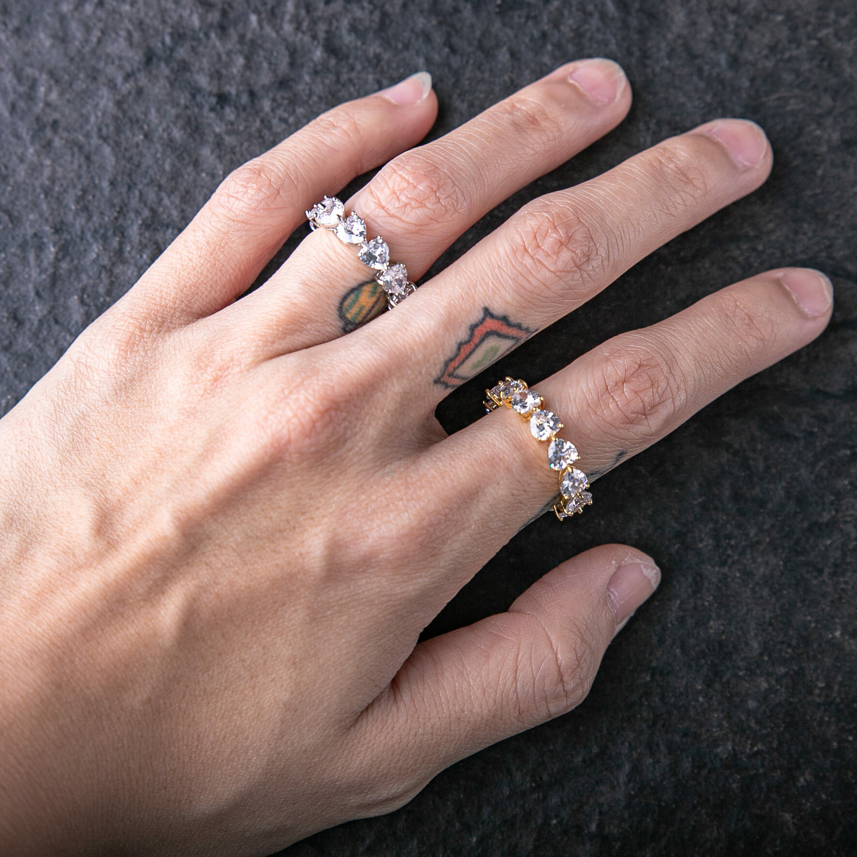 5mm單排心型切割鋯石戒指