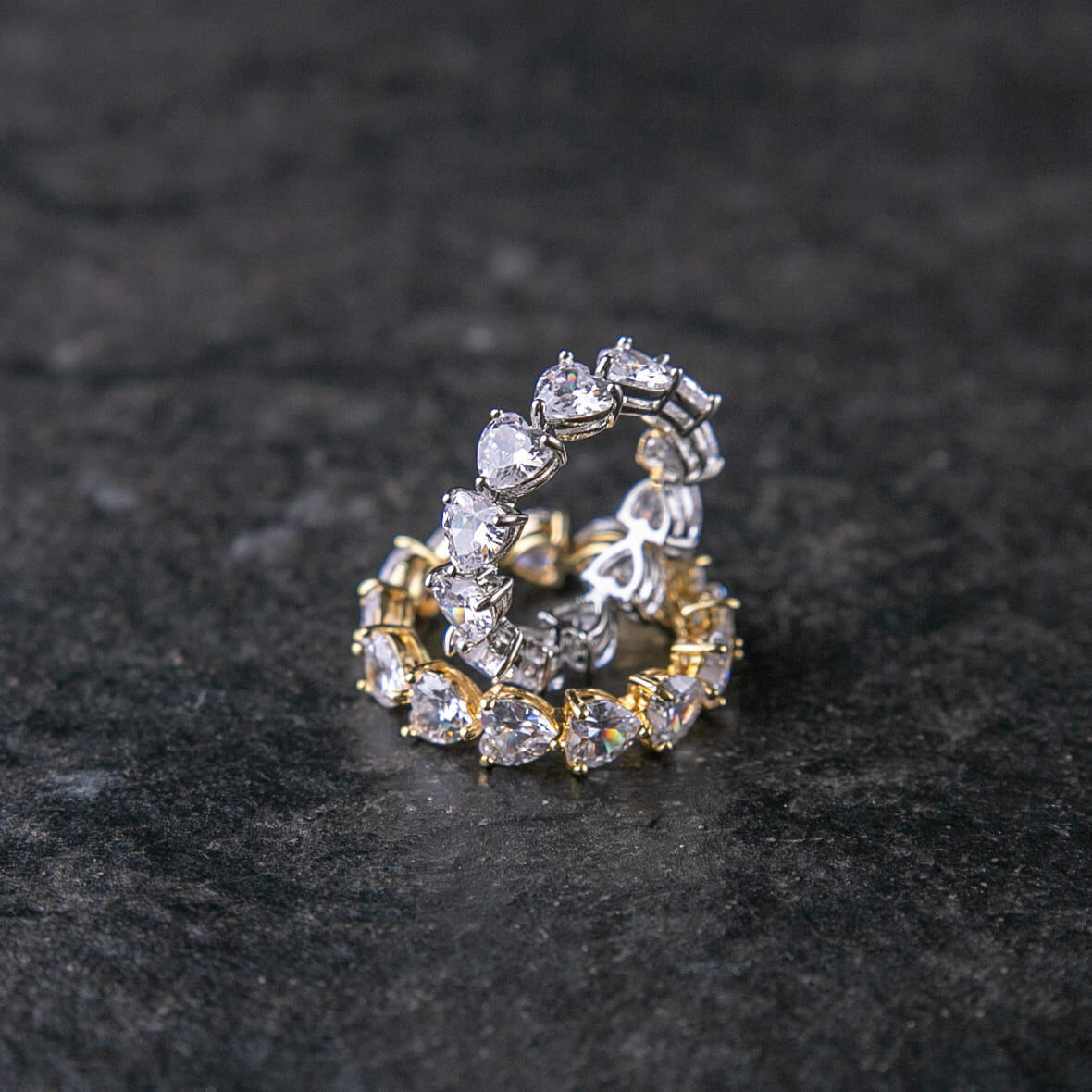 5mm單排心型切割鋯石戒指