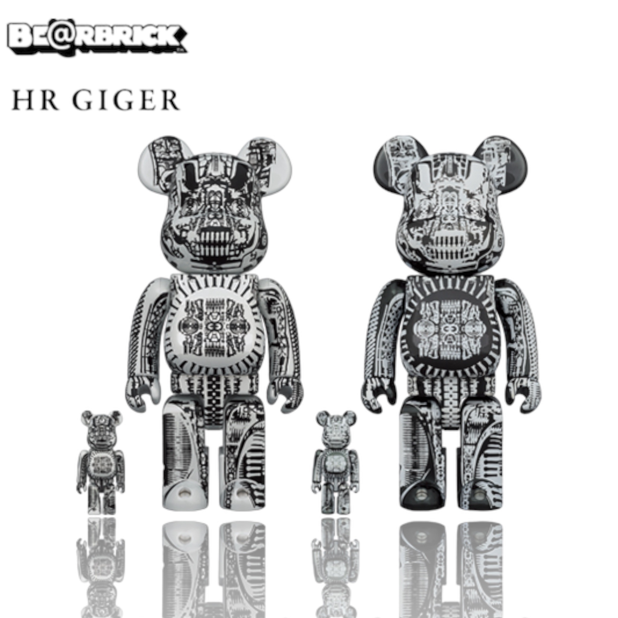 🥇現貨🥇BEARBRICK H.R.GIGER 100％ & 400％ WHITE CHROME Ver. BLACK CHROME Ver.