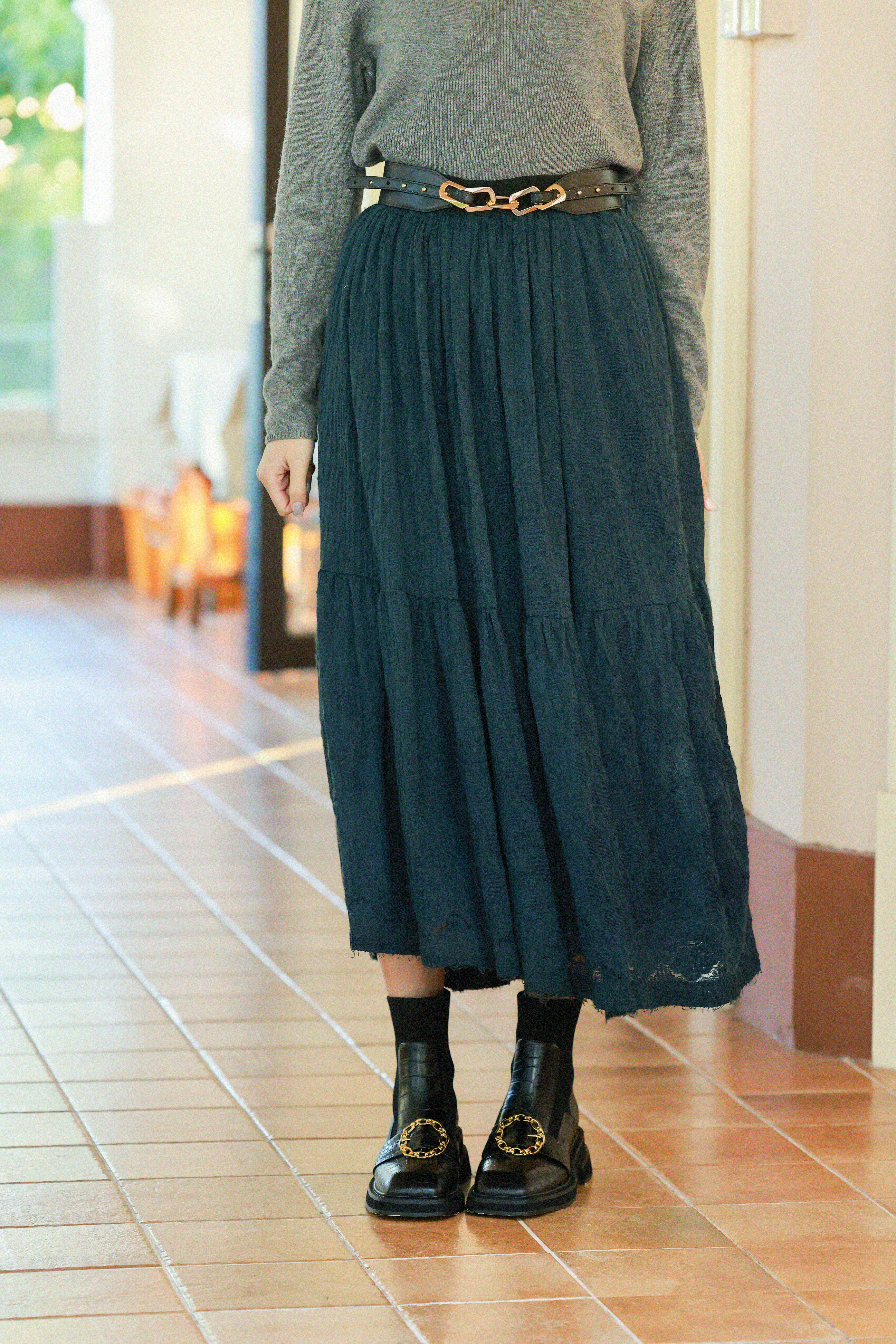 古典織花針織半截裙（現貨款式）