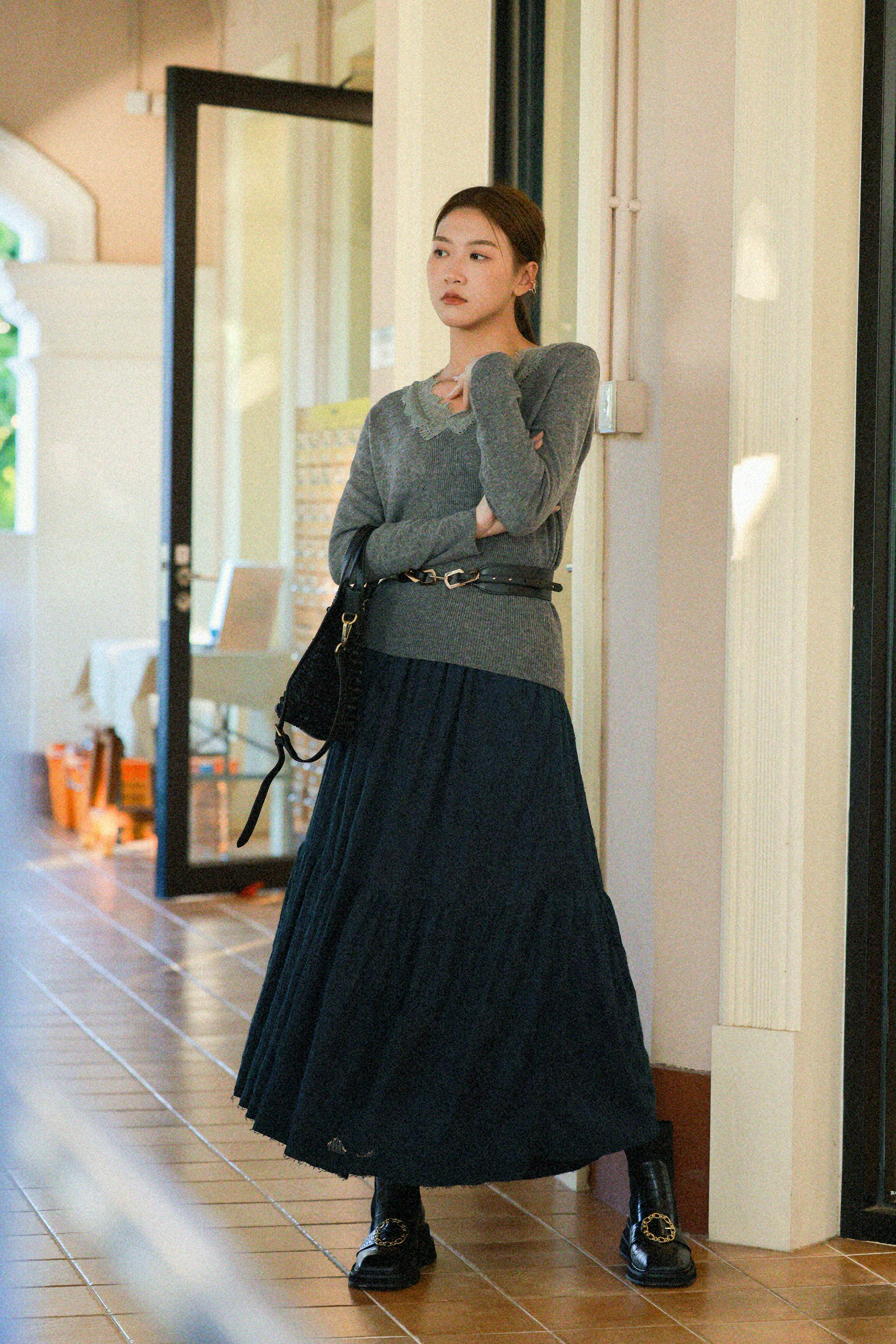 古典織花針織半截裙（現貨款式）