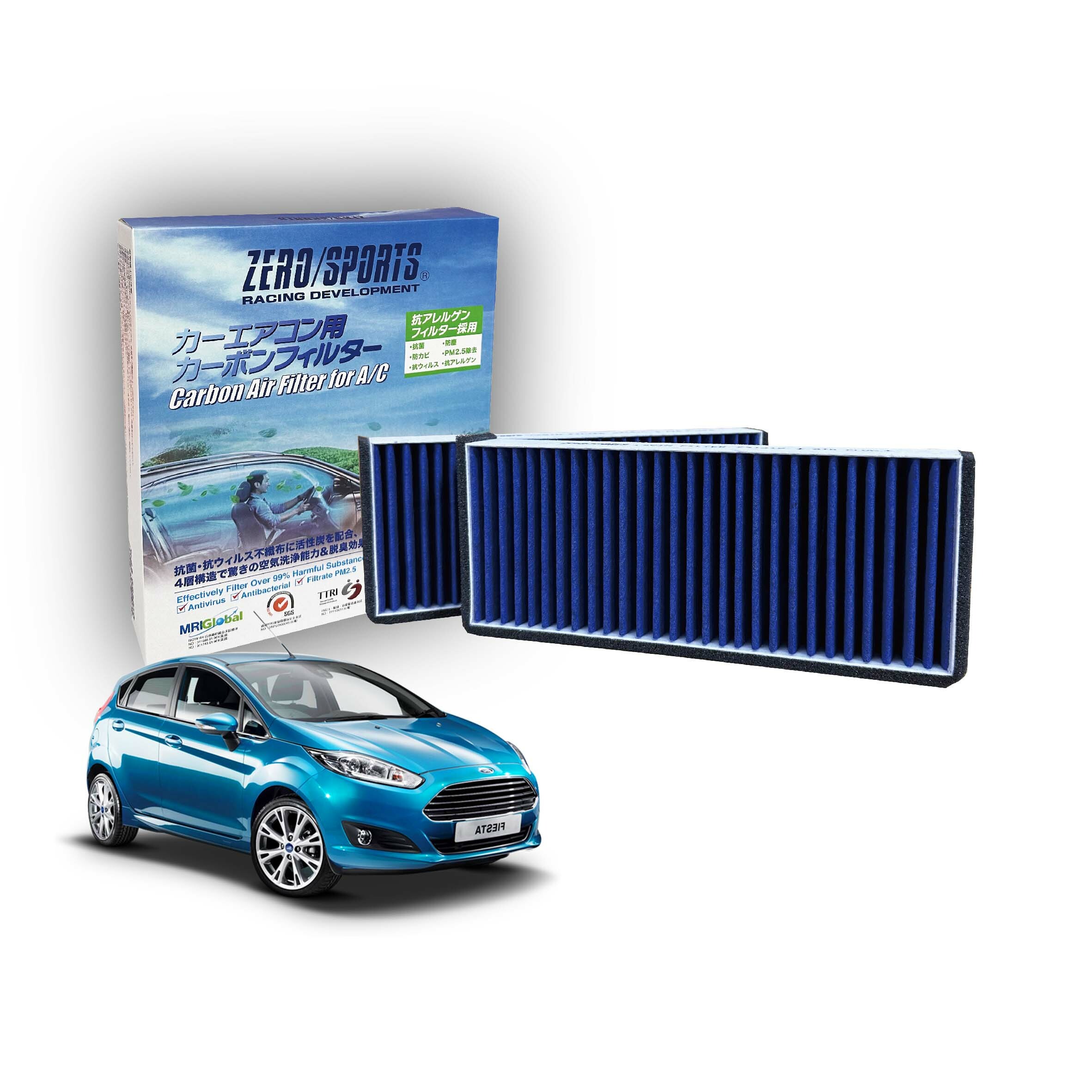 【日本ZERO/SPORTS】總代理-S31410 適用福特FORD Fiesta 【ZERO/SPORTS】 強力滅毒抑菌除臭 車用冷氣濾網