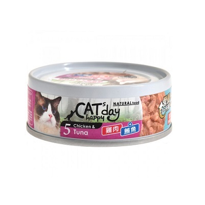 Cats happy day幸福時光-無穀低敏貓營養主食5號罐(雞肉+鮪魚)80g 【24罐】