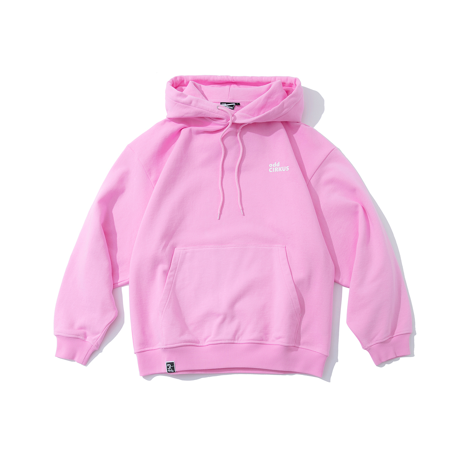 odd CIRKUS 經典款大LOGO重磅寬鬆連帽休閒上衣 亮粉色