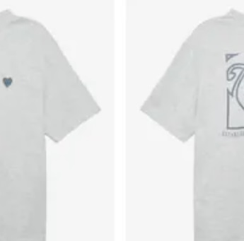 [S] GUESS UNISEX HEART LOGO PATCH SHORT SLEEVE T-SHIRT,LIGHT GRAY, MN2K8491-LGY (SGU493)