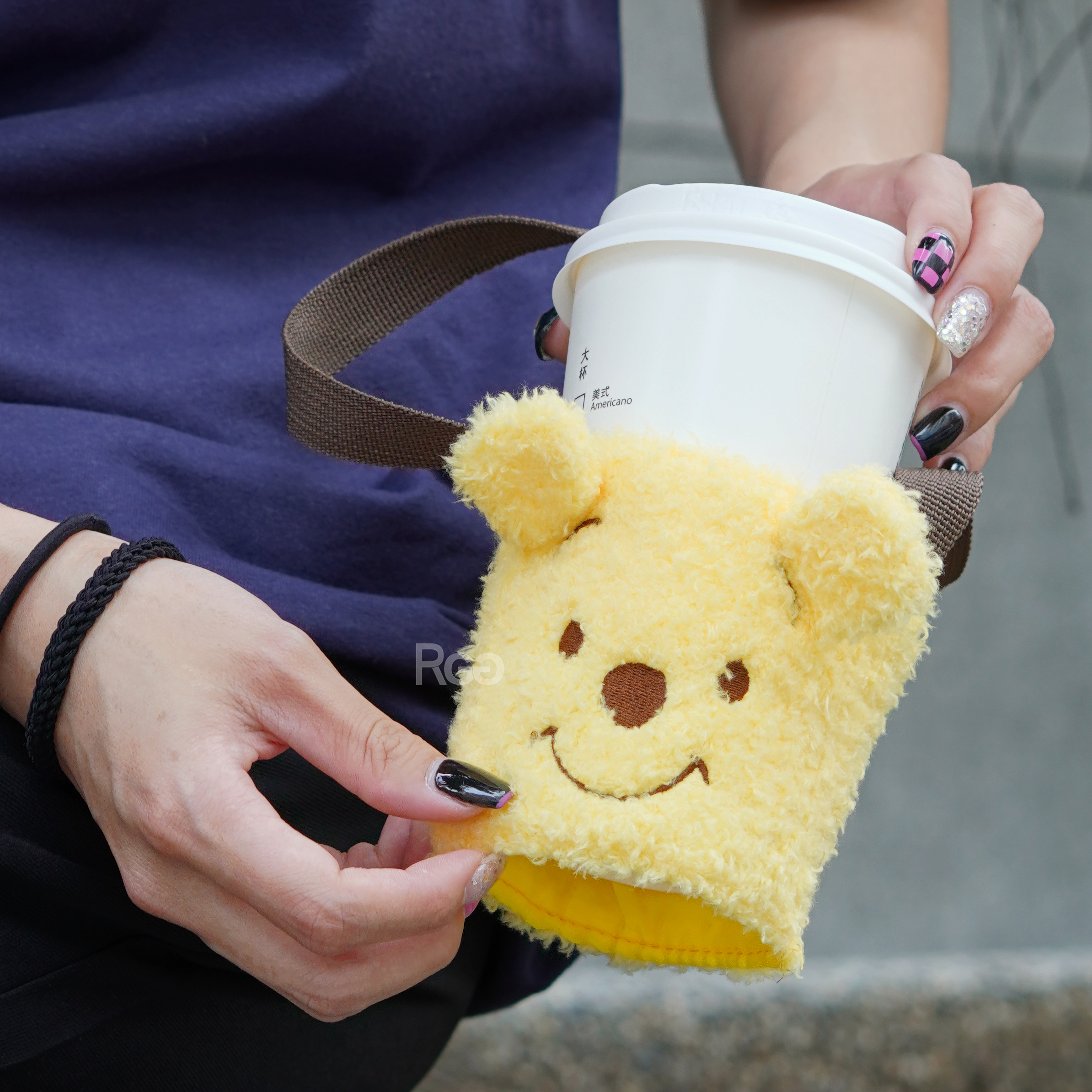 迪士尼絨毛飲料提袋杯袋杯套維尼細照