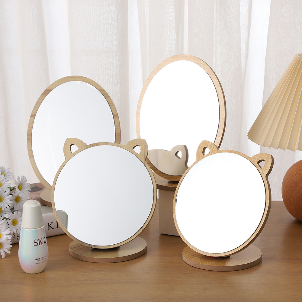 《3378》可折疊木質桌面化妝鏡