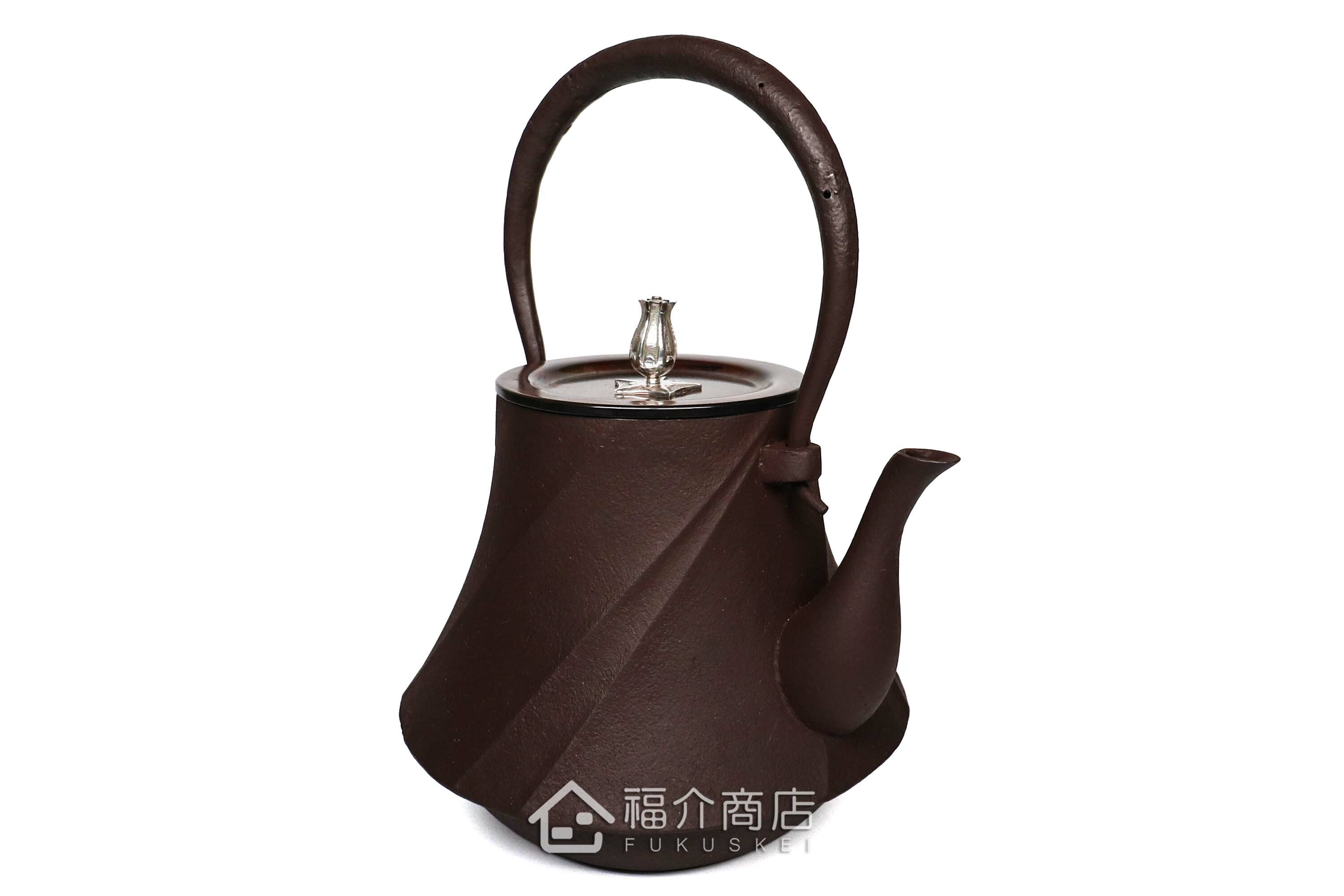 富士形螺旋狀的煮水泡茶用的鐵壺