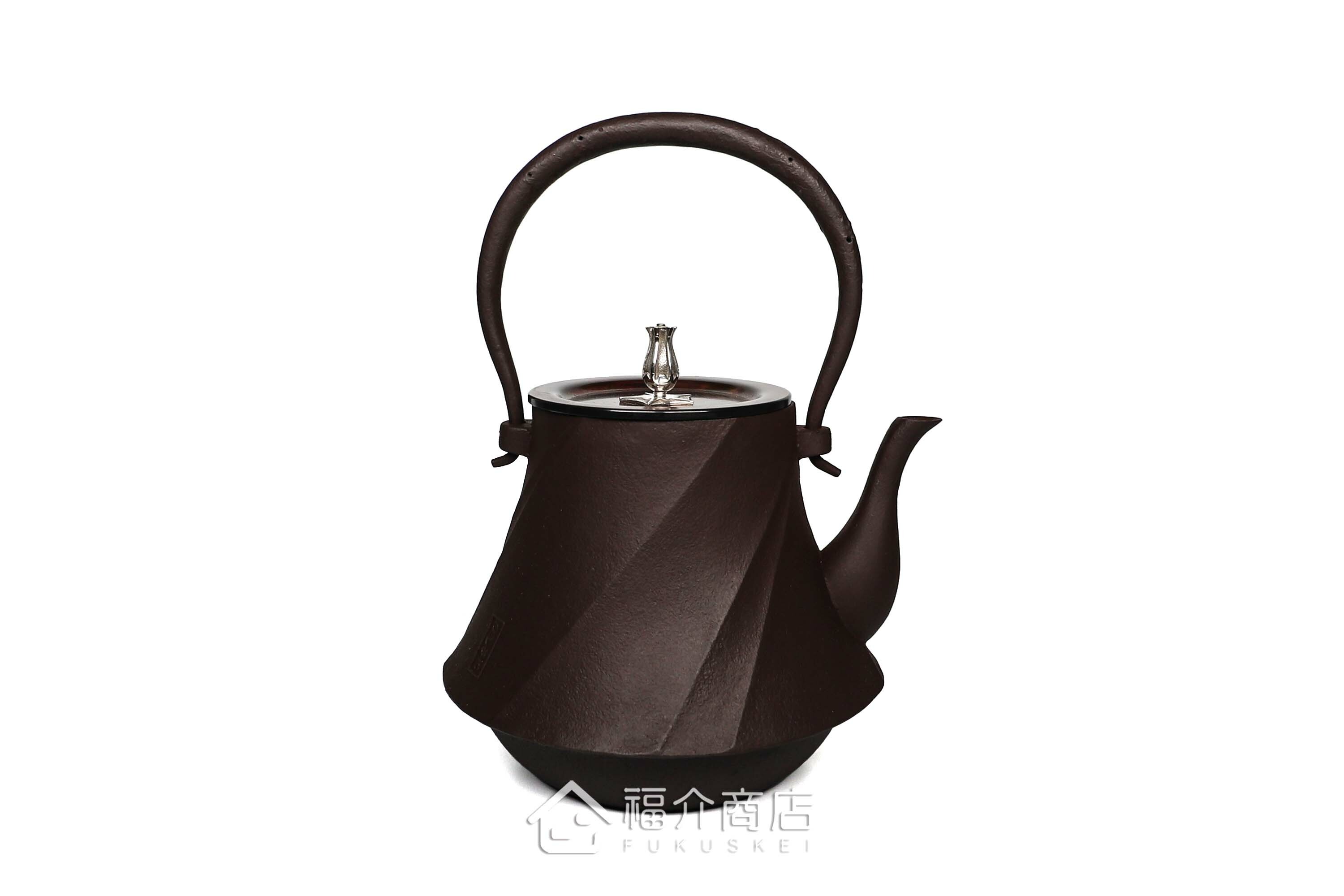 富士形螺旋狀的煮水泡茶用的鐵壺
