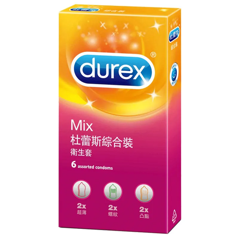 Durex杜蕾斯｜綜合裝保險套-超薄x2+螺紋2+凸點x2