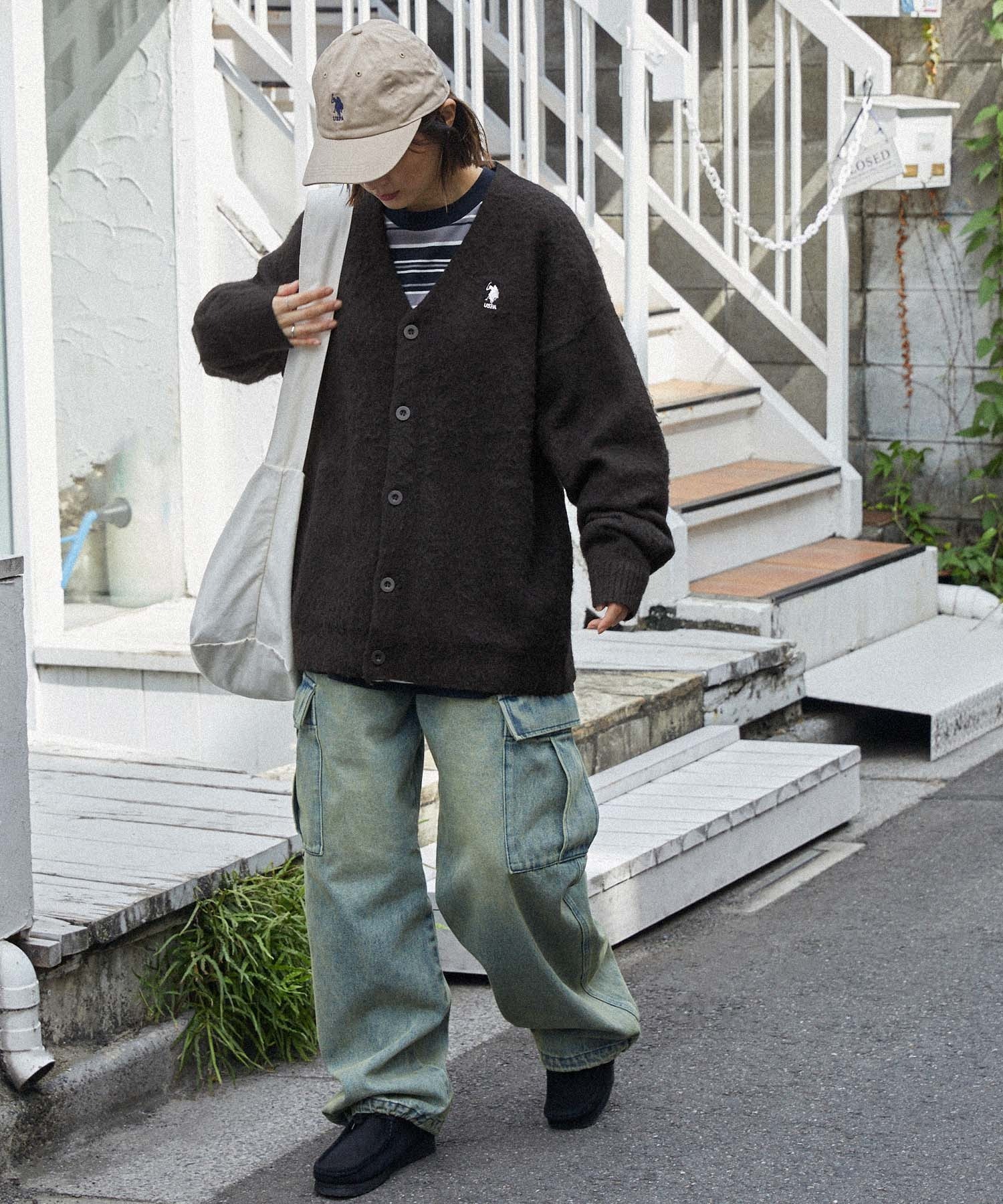 🇯🇵 U.S. POLO ASSN. 開襟衫 開襟外套 仿馬海毛 藍 黑 灰 綠 菱格 渲染 / 現貨✨