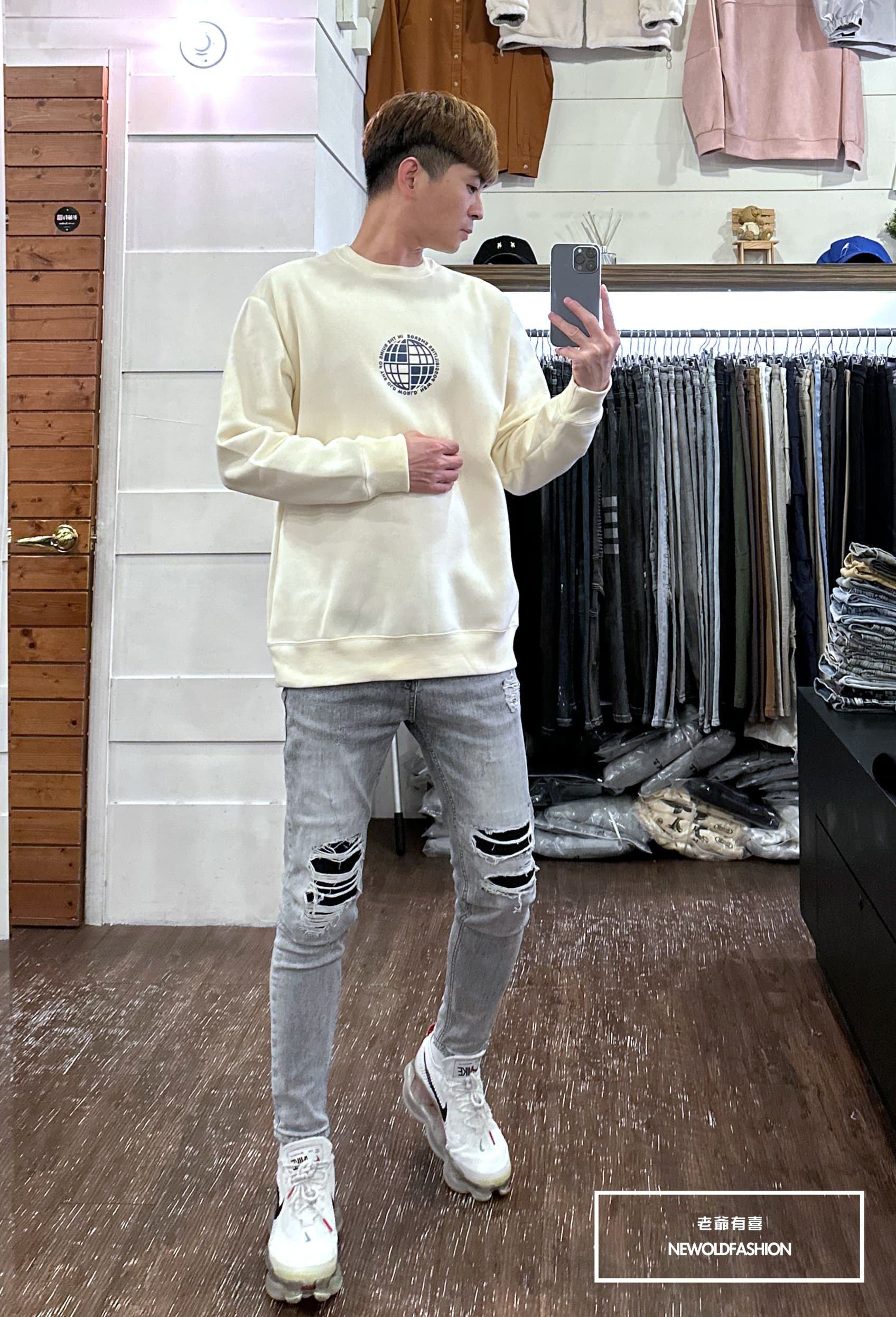 『新品上市』重磅NEW色塊地球刷毛大學T-米(NOF231188014)