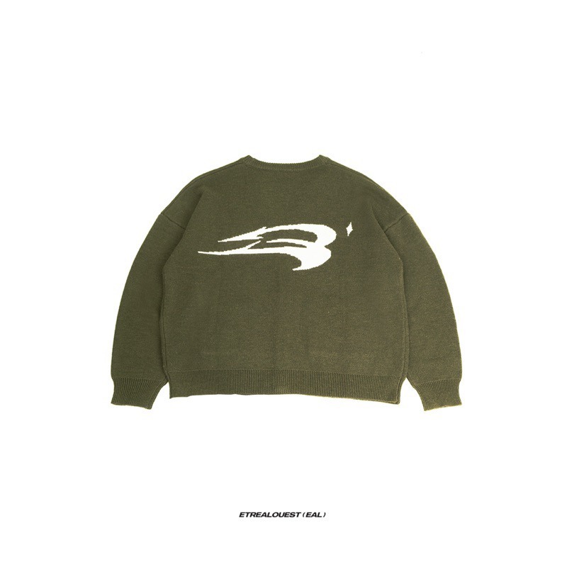 E'TREALOUEST Logo V-neck Cardigan / Green